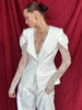 Women's Black Lace-Patchwork Blazer with a Deep V-Neck and Long Sleeves