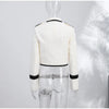 Women's Cropped Napoleon Blazer with Frog Closures and Patchwork Panels
