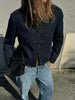 Women's Cropped Napoleon Blazer with Frog Closures and Patchwork Panels