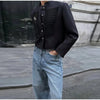 Women's Cropped Napoleon Blazer with Frog Closures and Patchwork Panels