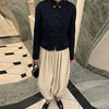 Women's Cropped Napoleon Blazer with Frog Closures and Patchwork Panels