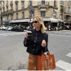 Women's Cropped Napoleon Blazer with Frog Closures and Patchwork Panels