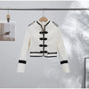 Women's Cropped Napoleon Blazer with Frog Closures and Patchwork Panels
