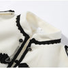 Women's Cropped Napoleon Blazer with Frog Closures and Patchwork Panels