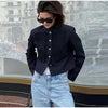 Women's Cropped Napoleon Blazer with Frog Closures and Patchwork Panels