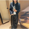 Women's Cropped Napoleon Blazer with Frog Closures and Patchwork Panels