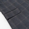 Women's Gray Plaid Blazer with a Stand Collar and Asymmetrical Pockets