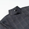 Women's Gray Plaid Blazer with a Stand Collar and Asymmetrical Pockets
