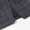 Women's Gray Plaid Blazer with a Stand Collar and Asymmetrical Pockets