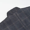Women's Gray Plaid Blazer with a Stand Collar and Asymmetrical Pockets