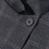 Women's Gray Plaid Blazer with a Stand Collar and Asymmetrical Pockets