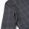 Women's Gray Plaid Blazer with a Stand Collar and Asymmetrical Pockets