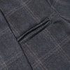 Women's Gray Plaid Blazer with a Stand Collar and Asymmetrical Pockets