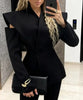 Women's Solid Waist Cinching Blazer Short Chic Wide Shoulder Split Sleeves Single Breated Spring Street Wear