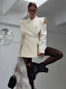 Women's Solid Waist Cinching Blazer Short Chic Wide Shoulder Split Sleeves Single Breated Spring Street Wear