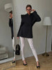 Women's Solid Waist Cinching Blazer Short Chic Wide Shoulder Split Sleeves Single Breated Spring Street Wear