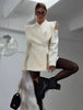 Women's Solid Waist Cinching Blazer Short Chic Wide Shoulder Split Sleeves Single Breated Spring Street Wear