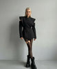 Women's Solid Waist Cinching Blazer Short Chic Wide Shoulder Split Sleeves Single Breated Spring Street Wear