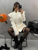 Women's Solid Waist Cinching Blazer Short Chic Wide Shoulder Split Sleeves Single Breated Spring Street Wear