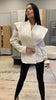 Women's Solid Waist Cinching Blazer Short Chic Wide Shoulder Split Sleeves Single Breated Spring Street Wear