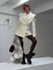 Women's Solid Waist Cinching Blazer Short Chic Wide Shoulder Split Sleeves Single Breated Spring Street Wear