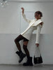 Women's Solid Waist Cinching Blazer Short Chic Wide Shoulder Split Sleeves Single Breated Spring Street Wear
