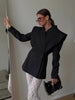 Women's Solid Waist Cinching Blazer Short Chic Wide Shoulder Split Sleeves Single Breated Spring Street Wear