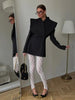 Women's Solid Waist Cinching Blazer Short Chic Wide Shoulder Split Sleeves Single Breated Spring Street Wear