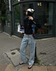 Women's Navy Napoleon Blazer Jacket with Braided Trim and Shoulder Pads