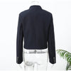 Women's Navy Napoleon Blazer Jacket with Braided Trim and Shoulder Pads
