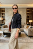 Women's Navy Napoleon Blazer Jacket with Braided Trim and Shoulder Pads