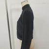 Women's Black Velvet Slim-Fit Blazer with a Mandarin Collar and Frog-Button Detail