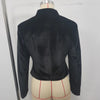 Women's Black Velvet Slim-Fit Blazer with a Mandarin Collar and Frog-Button Detail