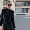 Women's Black Velvet Slim-Fit Blazer with a Mandarin Collar and Frog-Button Detail