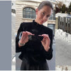 Women's Black Velvet Slim-Fit Blazer with a Mandarin Collar and Frog-Button Detail