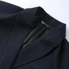 Women's Dark Navy Double-Breasted Blazer with Shoulder Pads and Long Sleeves