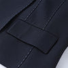 Women's Dark Navy Double-Breasted Blazer with Shoulder Pads and Long Sleeves