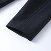 Women's Dark Navy Double-Breasted Blazer with Shoulder Pads and Long Sleeves