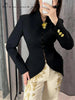 Women's Mermaid Hem Blazer 's Single Breasted Full Sleeve Slim Spring Elegant Commute Streetwear