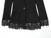 Women's Black Single-Breasted Blazer with a Lace-Trim Hem