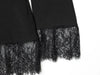 Women's Black Single-Breasted Blazer with a Lace-Trim Hem