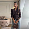 Women's V-Neck Blazer with Pleated Waist and Lace-Up Detail