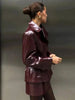 Women's Glossy Faux-Leather Blazer with a Double-Breasted Front in Red or Green