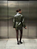Women's Glossy Faux-Leather Blazer with a Double-Breasted Front in Red or Green