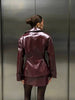 Women's Glossy Faux-Leather Blazer with a Double-Breasted Front in Red or Green
