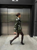 Women's Glossy Faux-Leather Blazer with a Double-Breasted Front in Red or Green