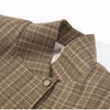 Women's Striped Stand-Neck Blazer with Shoulder Pads Pockets and a Single-Button Front