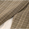 Women's Striped Stand-Neck Blazer with Shoulder Pads Pockets and a Single-Button Front