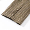 Women's Striped Stand-Neck Blazer with Shoulder Pads Pockets and a Single-Button Front