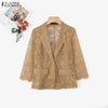 Women's ZANZEA Lace Blazer Summer Spring 3 4 Sleeve Blazer OL Work Tops See-through Blazer Oversize Party Suits